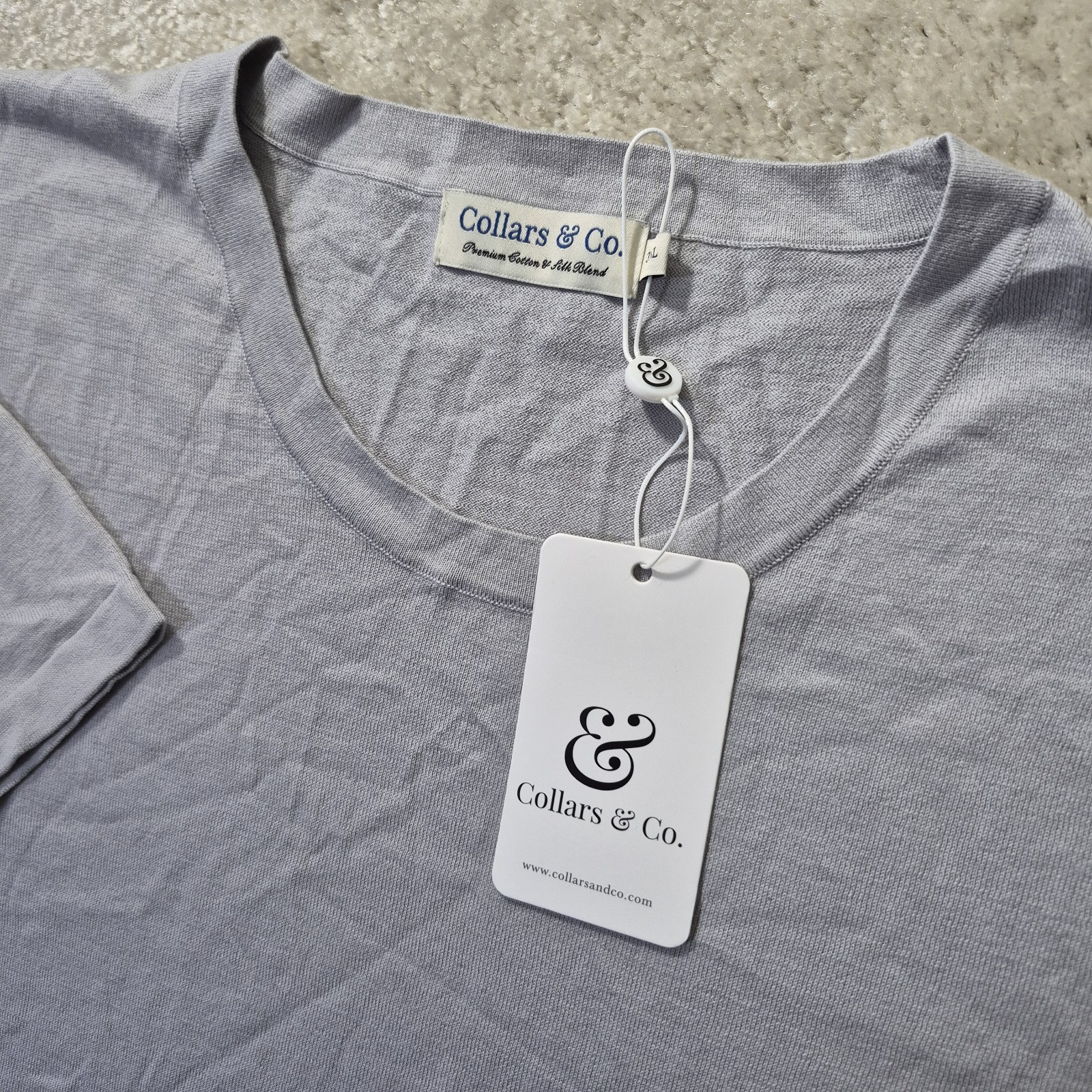 Collars & Co Cotton Silk T Shirt Mens 3XL Gray Comfort Knit Luxury Stretch New