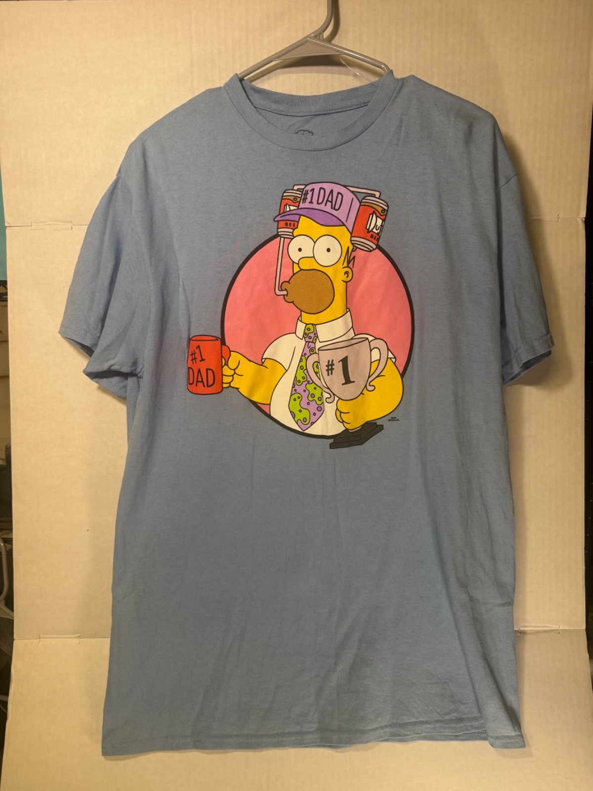 The Simpsons Homer Simpson #1 Dad Graphic T-Shirt Blue Men’s Large