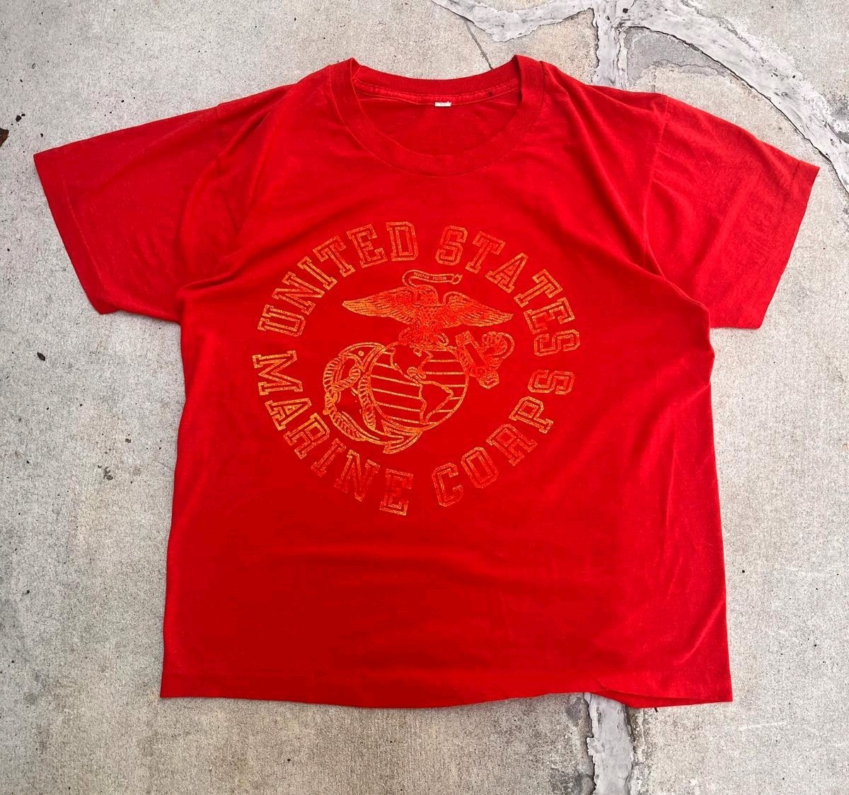 1960s USMC Red T-Shirt Size Medium Made In USA Single-Stitch