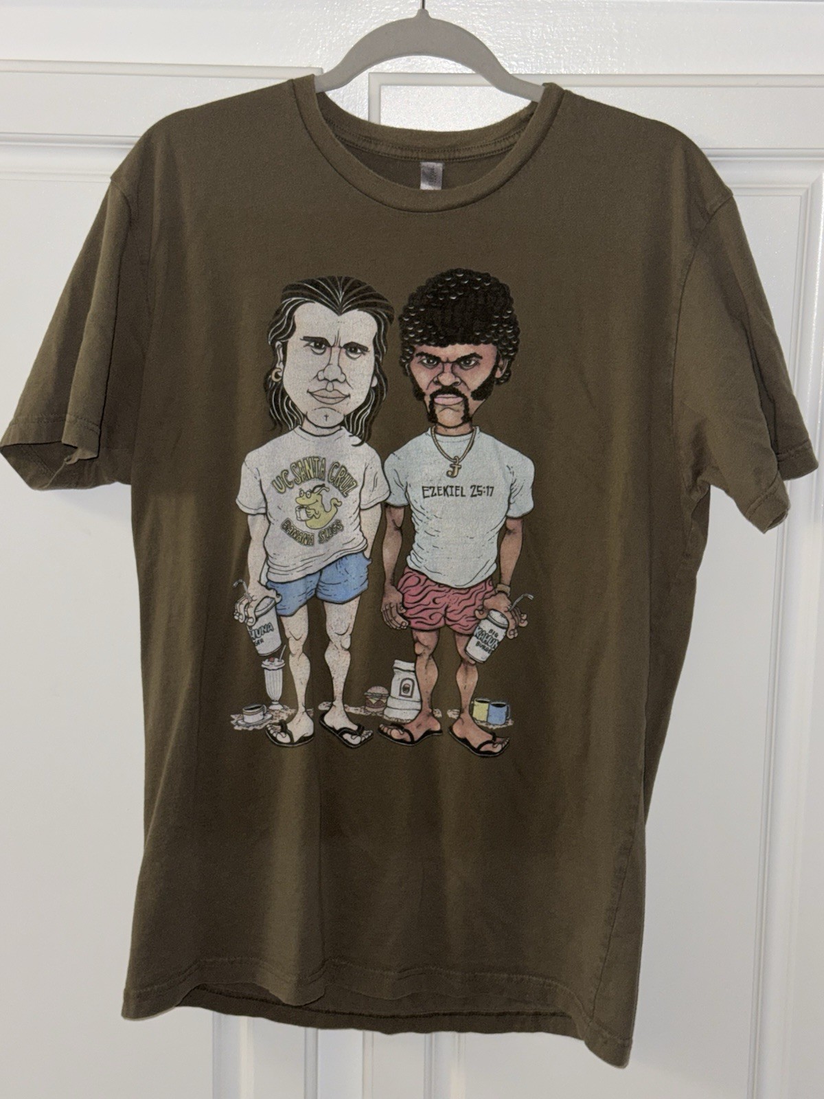 Pulp Fiction Samuel Jackson & John Travolta Green T-Shirt Large Next Level
