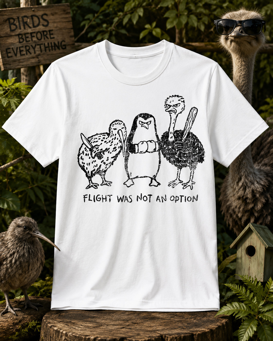 Flight was Not an Option Graphic Sarcastic Quote Men’s T-Shirt
