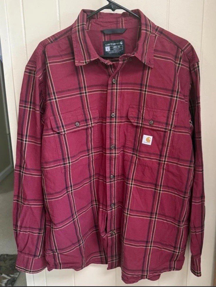 Carhartt Men’s Large Plaid Button-up Shirt Loose Fit Brand New