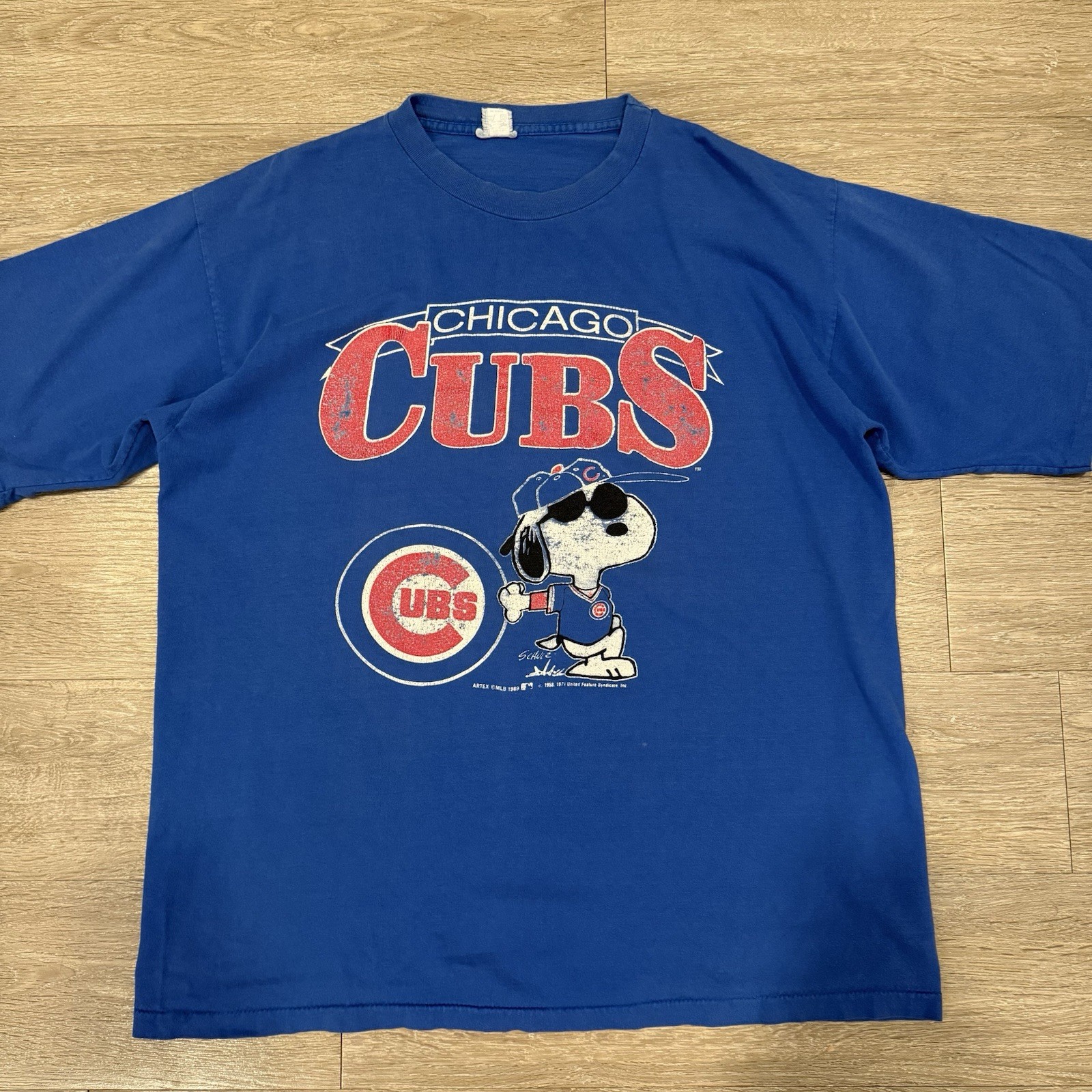 Vintage Chicago Cubs Snoopy 1989 MLB Baseball Artex 80s Size XL T-Shirt 1980s