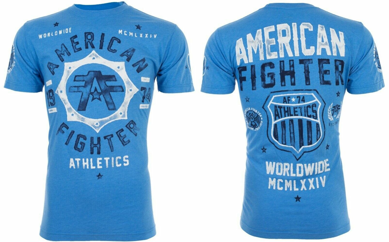 AMERICAN FIGHTER North Carolina Blue Athletic Men Crewneck T-shirt L-3XL NWT