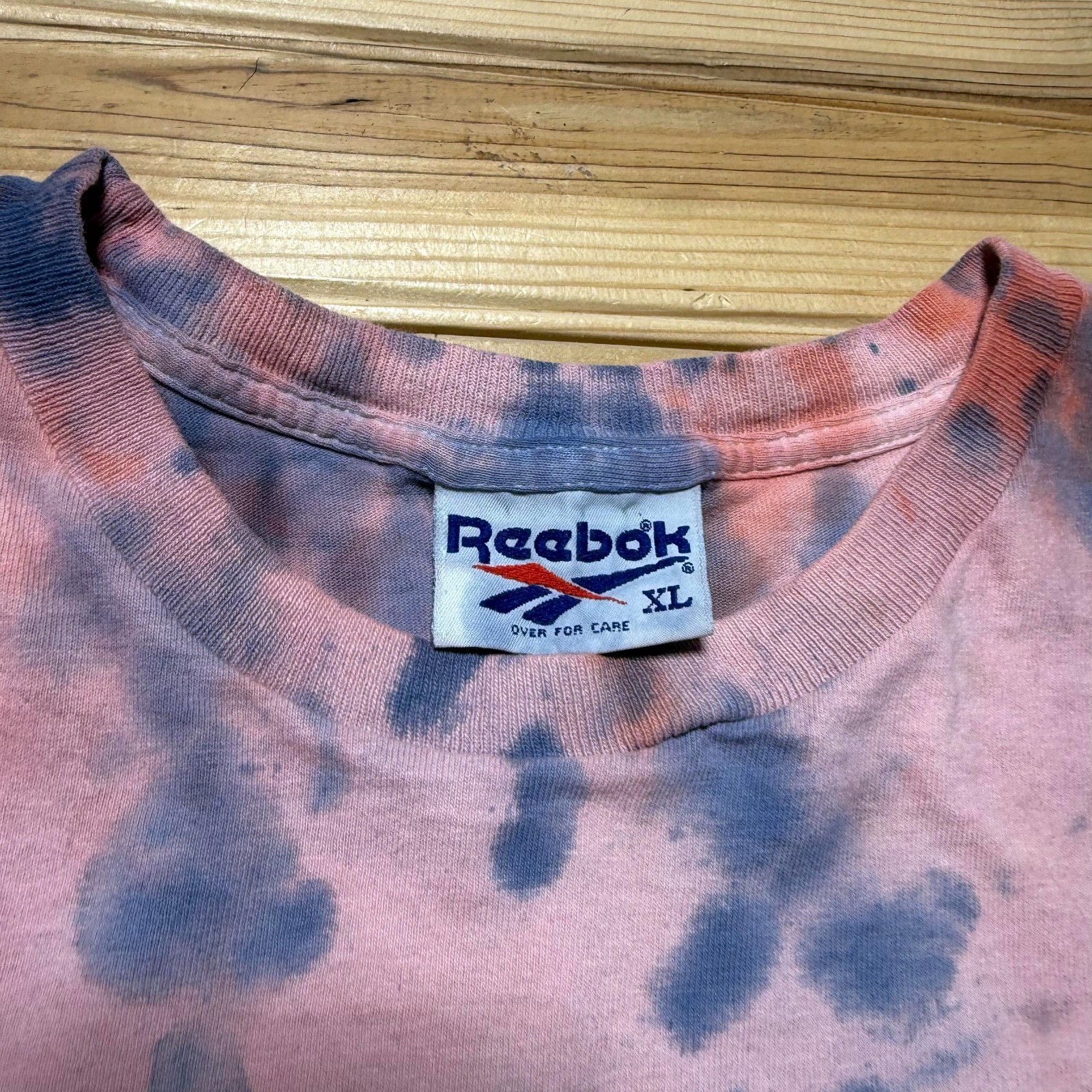 Vintage 90s Reebok American Flag Vector Logo Stars and Stripes Tie Dye Shirt XL