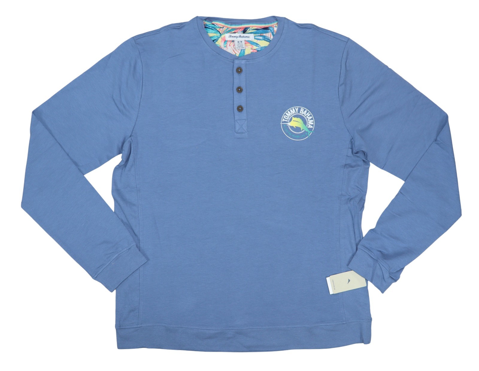 Tommy Bahama 3-Button Long Sleeve Solid Men’s Henley T-Shirt NWT Pick Color/Size