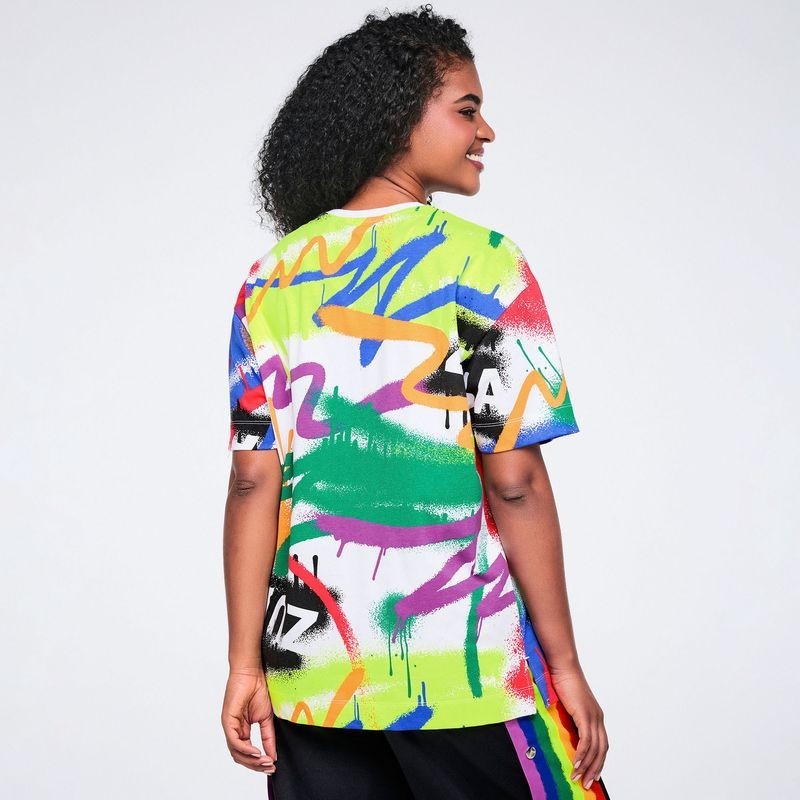 Zumba Pride Oversized Crew Neck Tee – White/Black (men’s sizing) ~ XS S M L XL