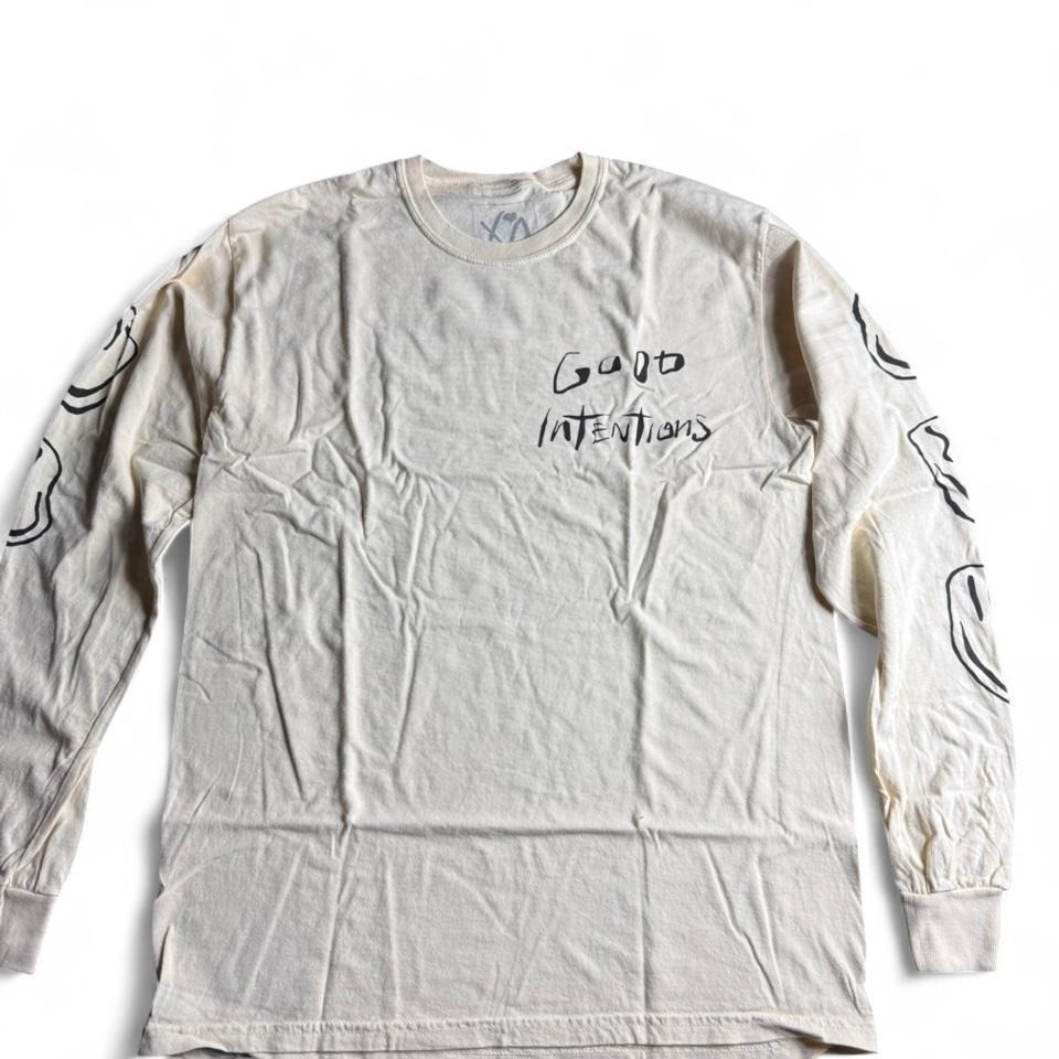 The Weeknd XO Nav Good Intentions Long Sleeve Shirt Cream Smiley Face Mens M