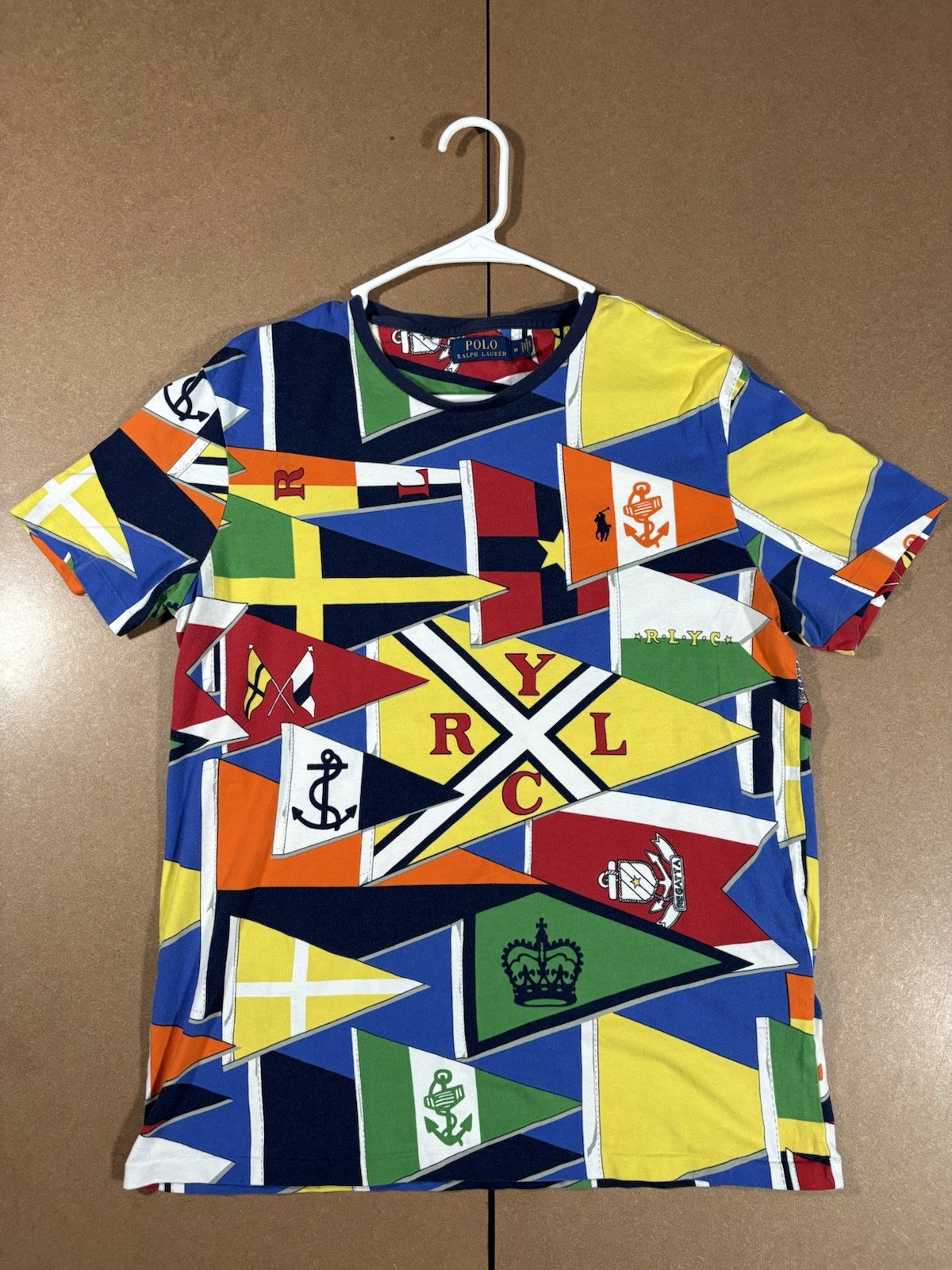 Polo Ralph Lauren Nautical Flags All Over Print T Shirt Men’s Medium Multicolor