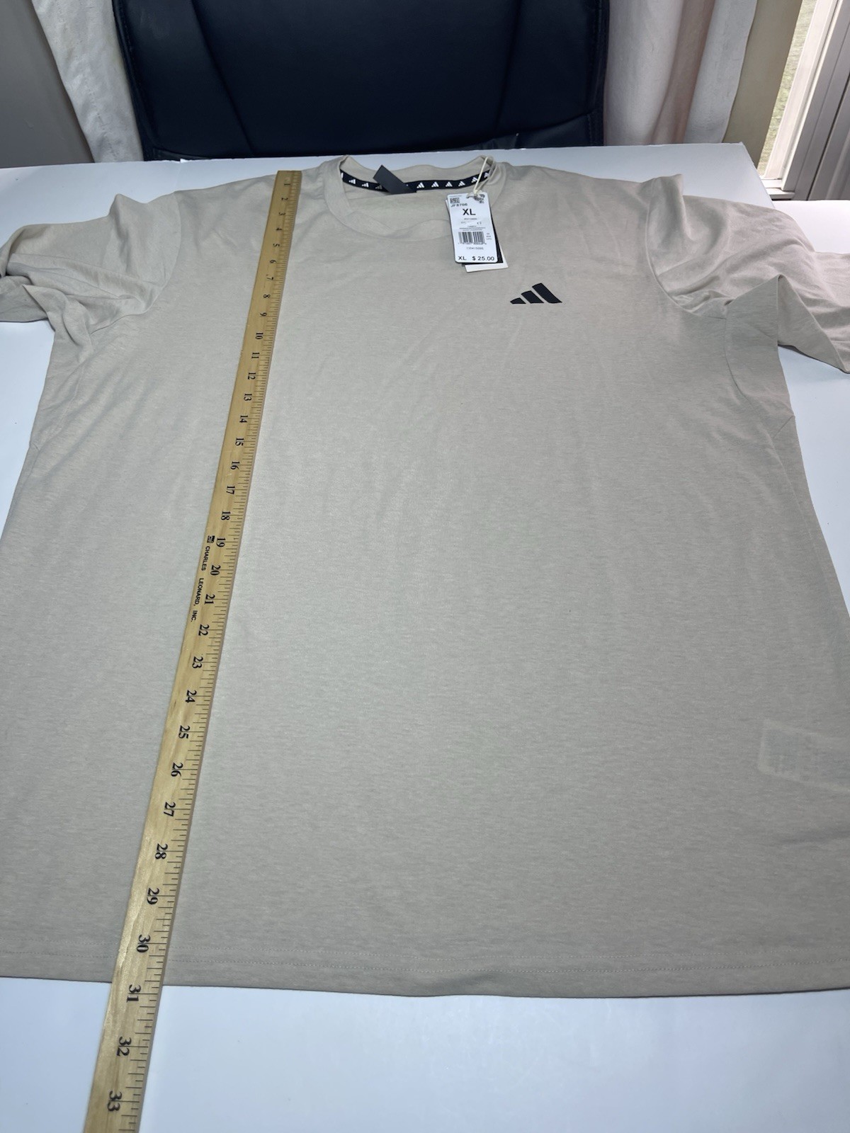 Adidas Sportswear Essentials Men’s Basic T-shirt Beige Size XL New