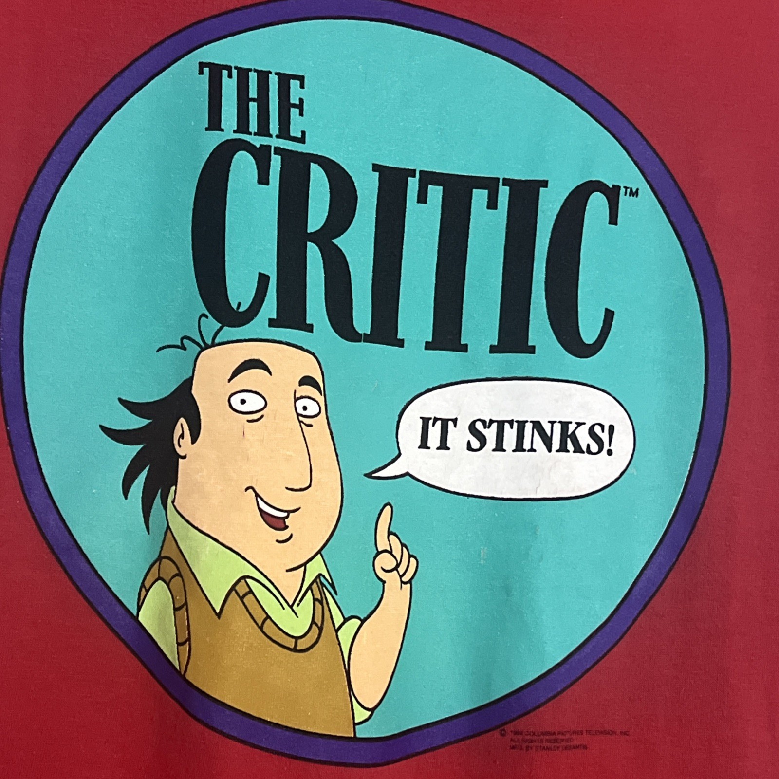 Vintage The Critic Shirt Cartoon Network Tv Stanley Desantis Simpsons Mel Brooks