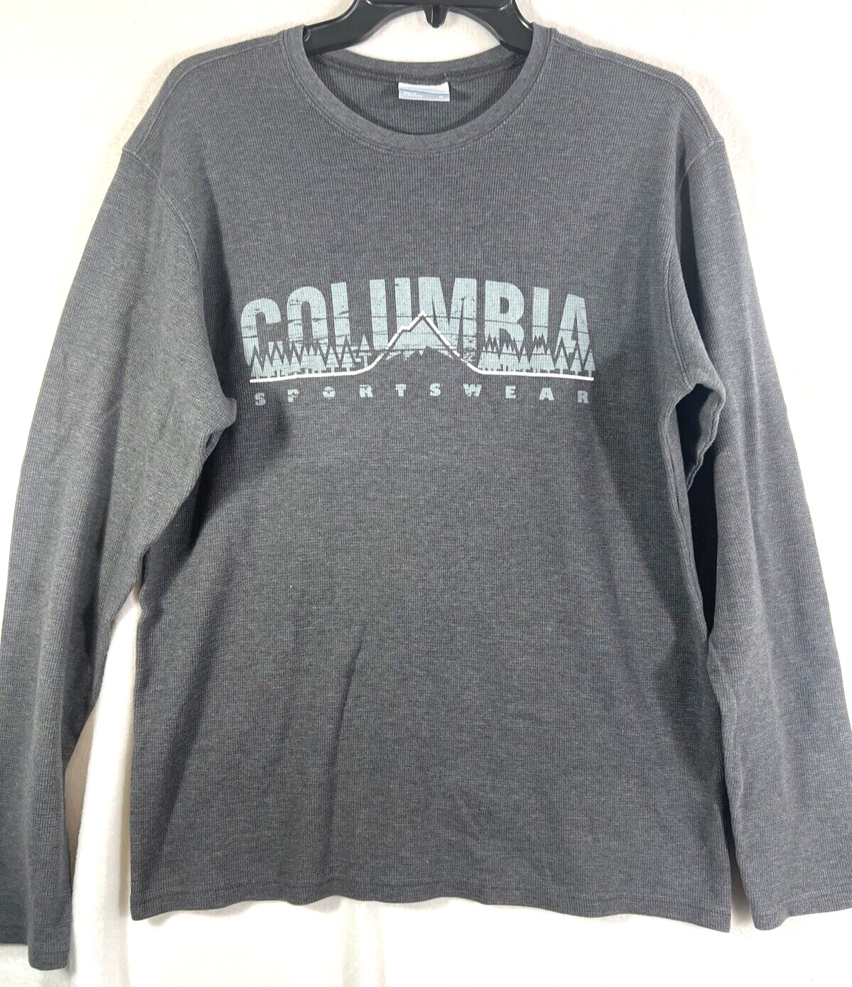Columbia Sportswear Men’s Medium Gray Waffle Knit Long Sleeve Crew Neck Shirt