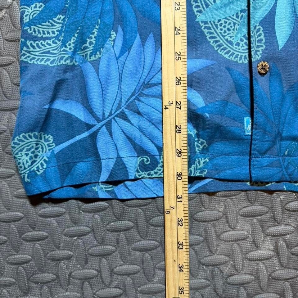 Tommy Bahama Hawaiian Silk Tropical Paisley Blue Short Sleeve Button Up Size M