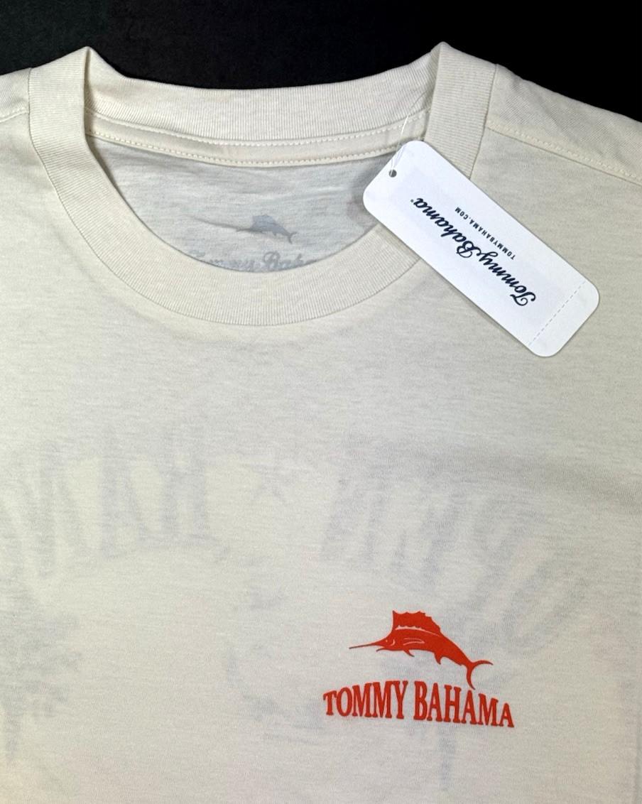 Tommy Bahama Men’s Graphic T – Regular / Vanilla Ice / OPEN RANGE