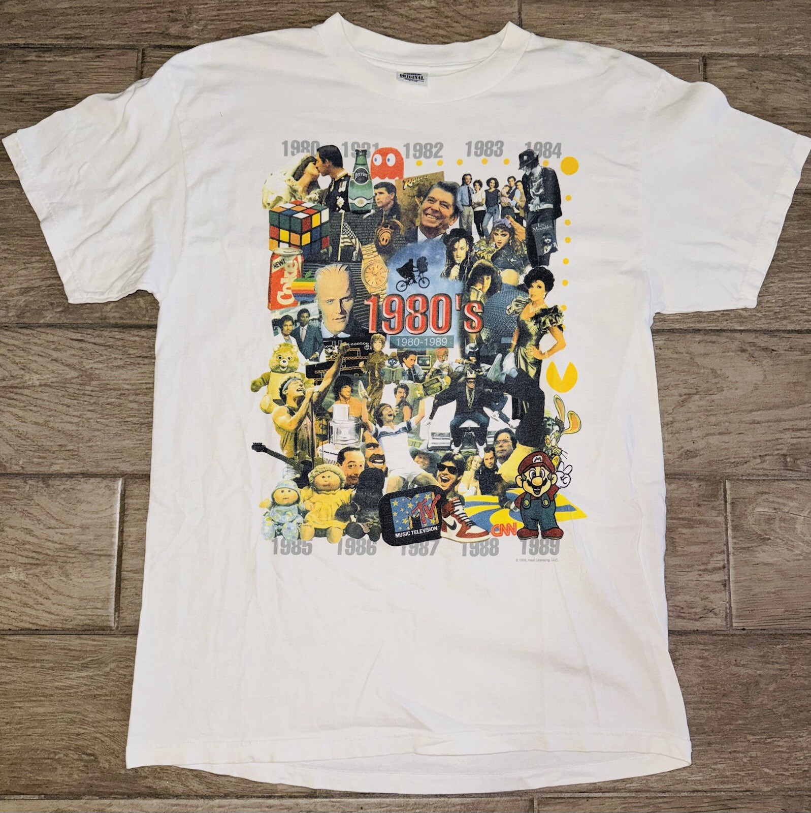 Vintage Decade Rap 80s History XL Mario 1980-1989 Pop Culture Jordan T Shirt