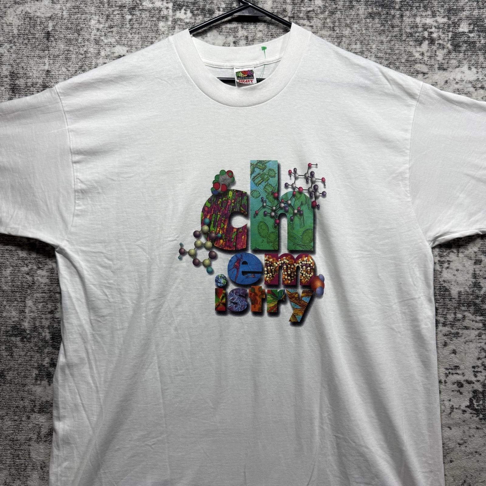 Vtg National Chemistry Week Shirt XL Science Scientist Grunge Colorful Graphic