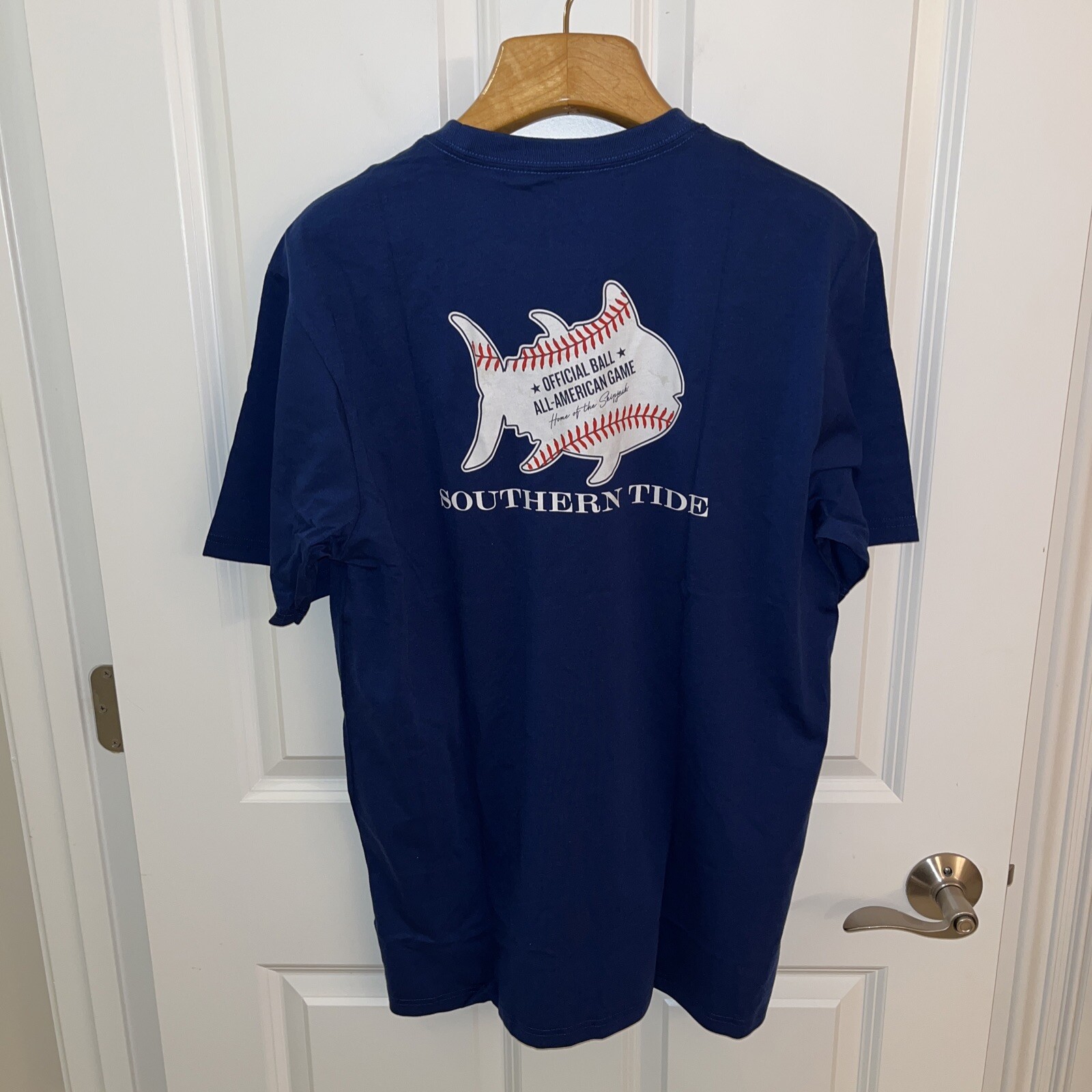 Southern Tide Men XL Tee T Shirt Skipjack Fish Baseball Game Blue NWT New $38