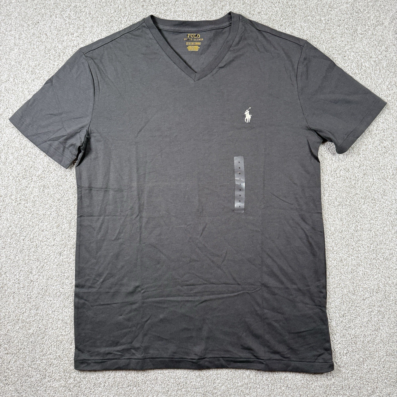 NEW Polo Ralph Lauren Men’s Charcoal Gray Cotton V-Neck T-Shirt