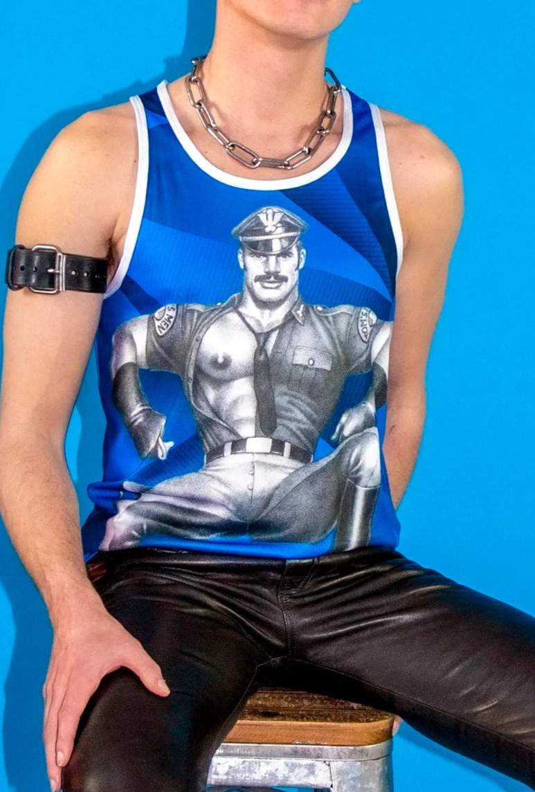 TOM OF FINLAND BLUES BROS MESH MUSCLE TANK TOP MENS TOP T SHIRT GAY CULTURE