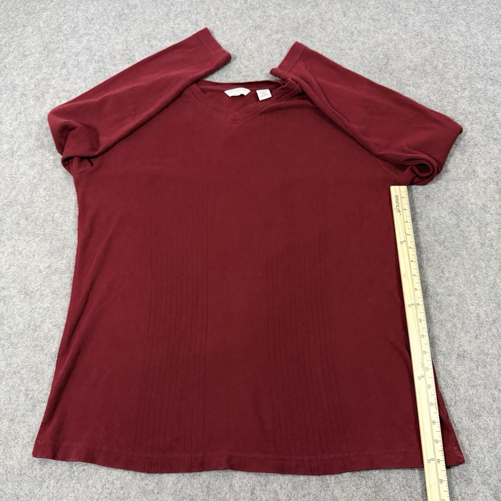 Covington Long Sleeve Pullover Ribbed Knit V-Neck Shirt Fits Men’s Sz Large Red