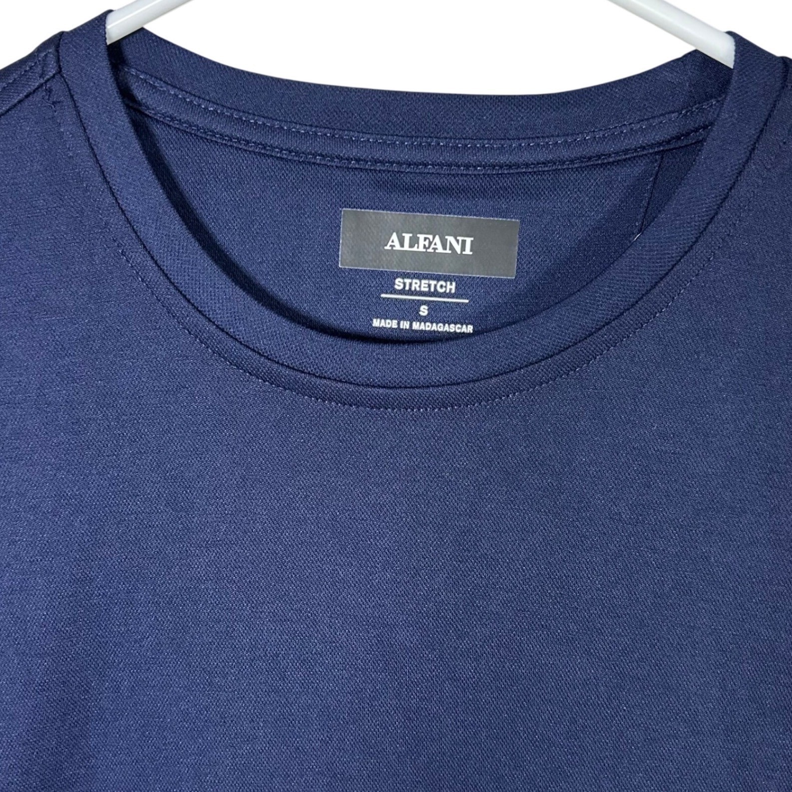 Alfani Mens Navy Blue Stretch Supima Cotton Blend Crew Neck T-Shirt Size Small