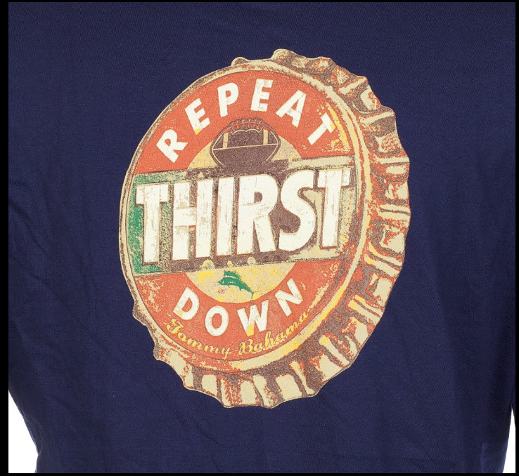 $45 TOMMY BAHAMA Navy Blue FOOTBALL BEER Relaxed Fit Short Sleeve T-shirt NWT