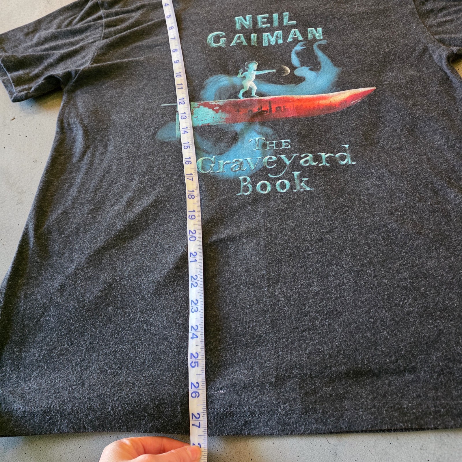 Neil Gaiman The Graveyard Book Mens L T-Shirt Official Literary Graphic Tee Gray