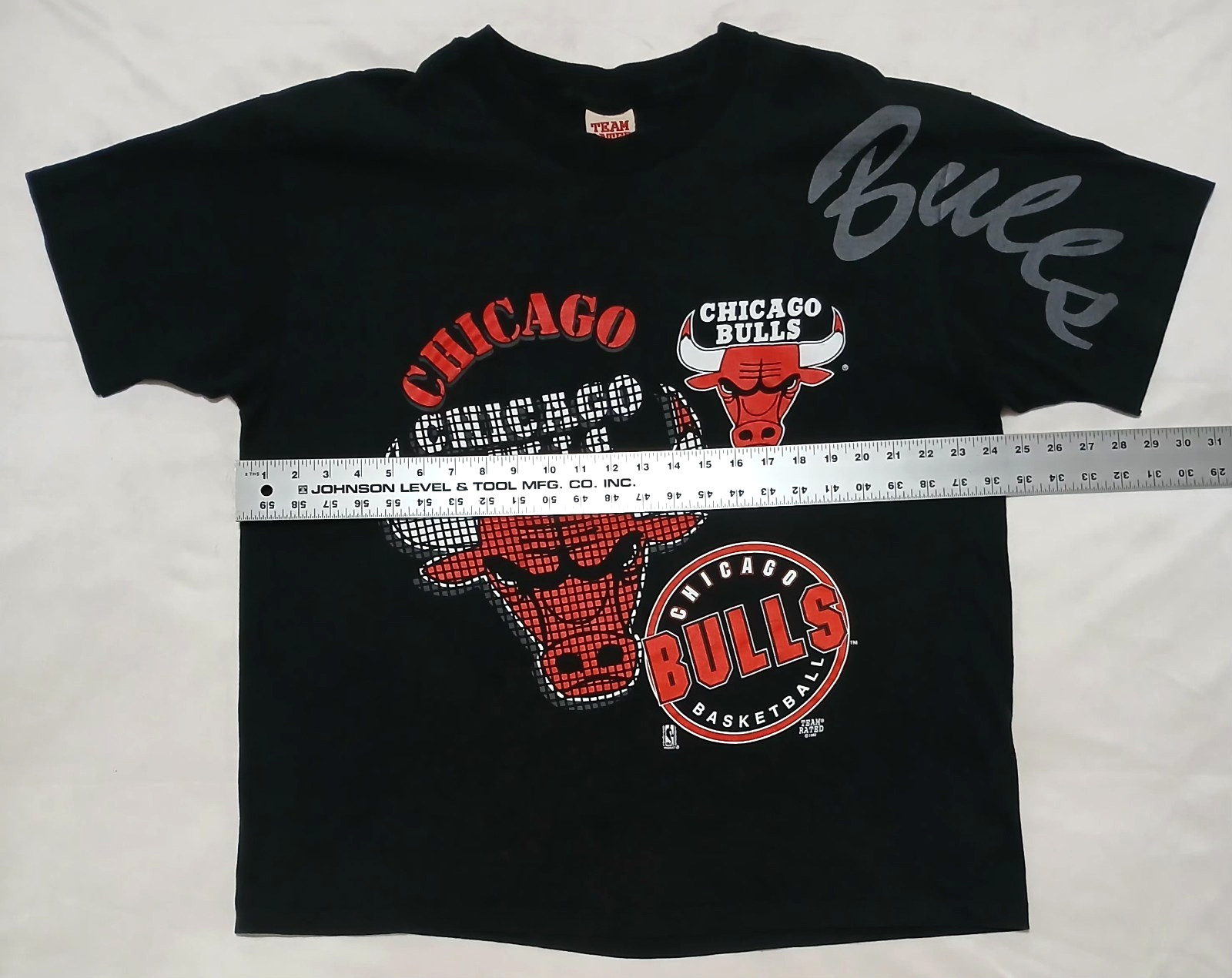 Vintage Chicago Bulls T-Shirt XL Team Rated Boxy Fit Grid Single Stitched 1991