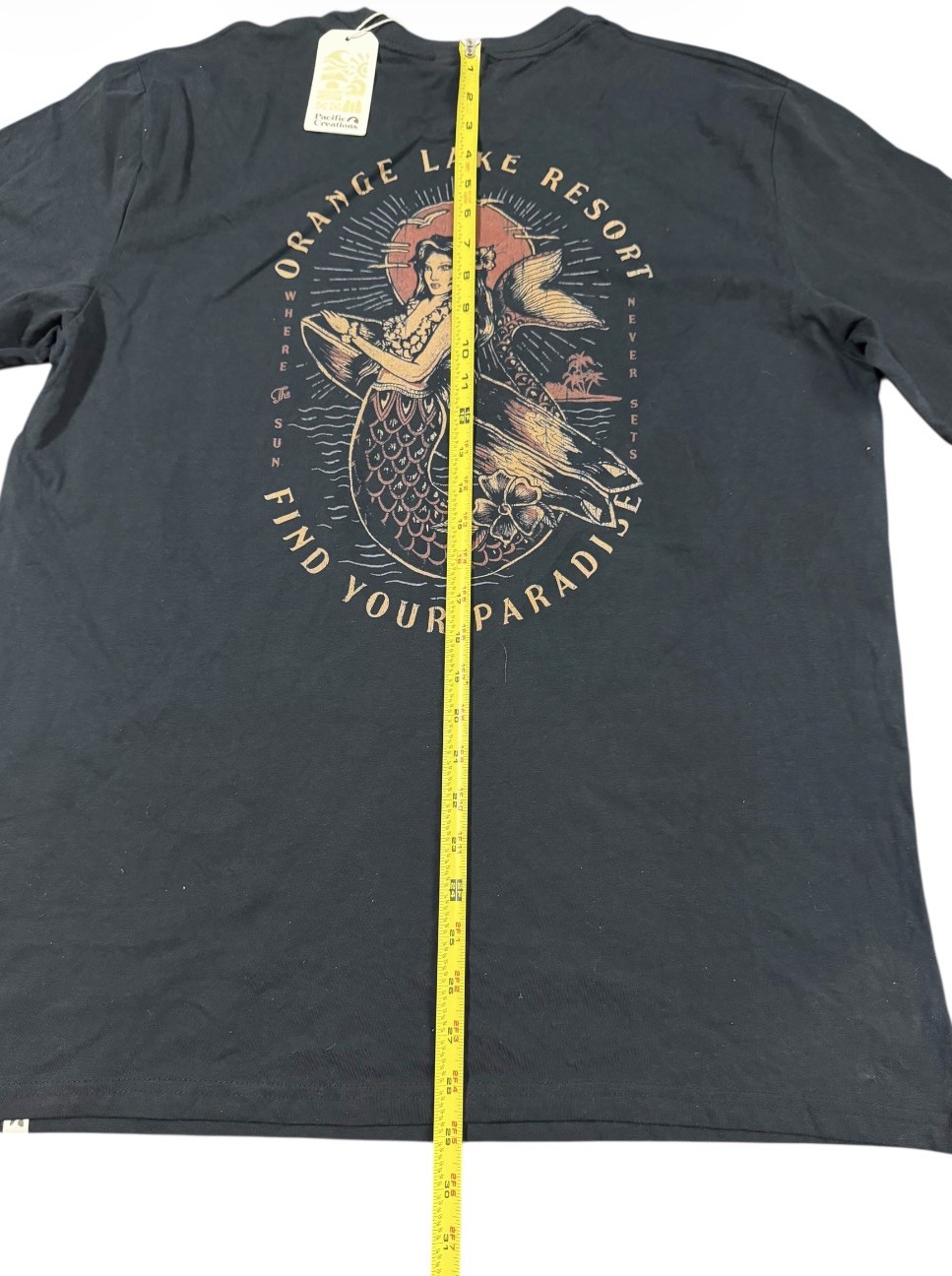 Pacific Creations Free by the Sea Sunset Mermaid Graphic T-Shirt Beige Size XL