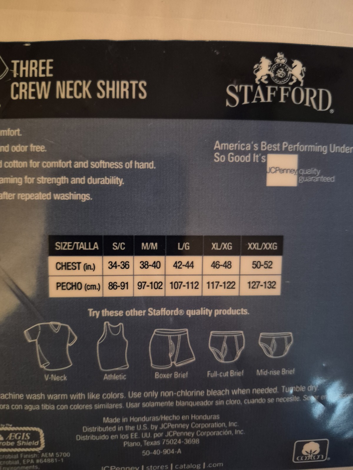 STAFFORD 3 Large Crew Neck White T-Shirts 100% Cotton Comfort. New In Package.