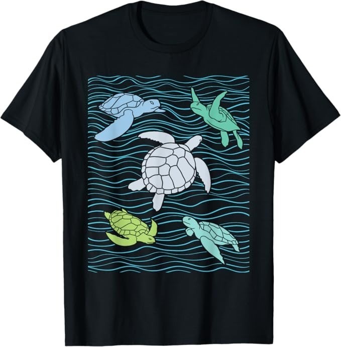 Colorful Sea Turtles – Animal Whisperer Ocean Beach Lover T-Shirt – H075