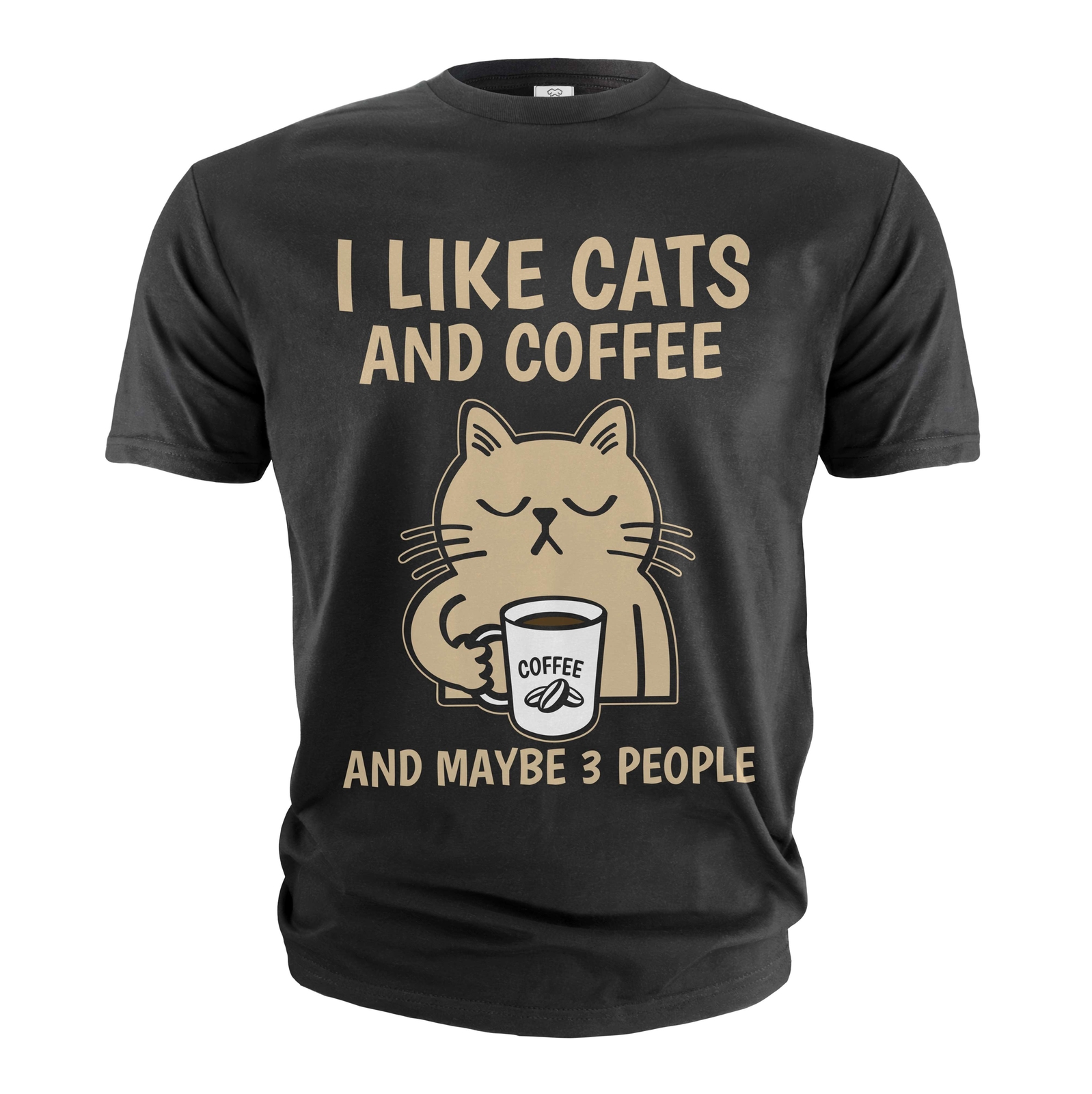 Funny Coffee and Cats T-shirt I like cats coffee and maybe 3 people shirt