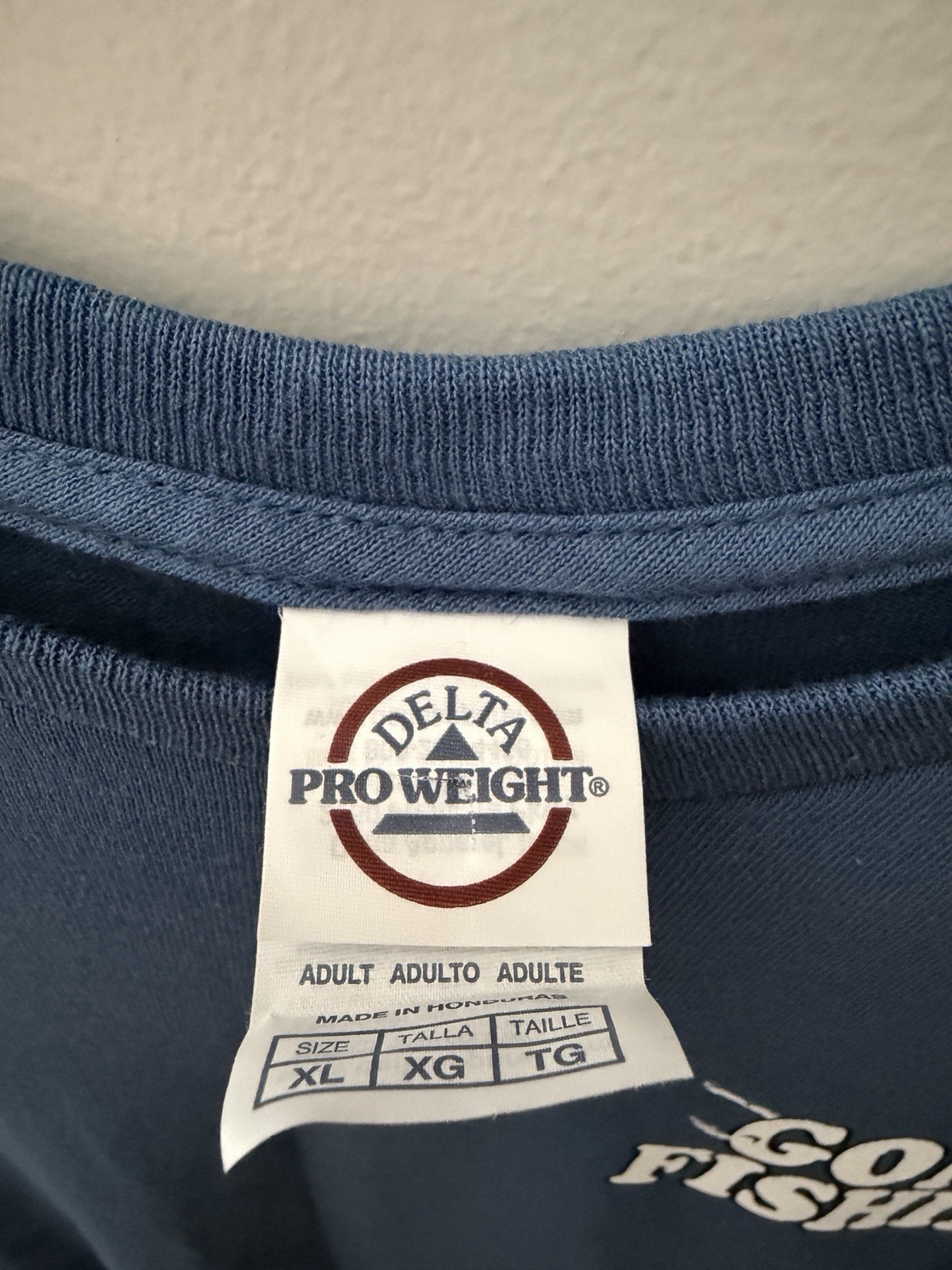 Delta Pro Weight XL Blue Fish Fishing Graphic Print Crew Neck Short Sleeve Tee