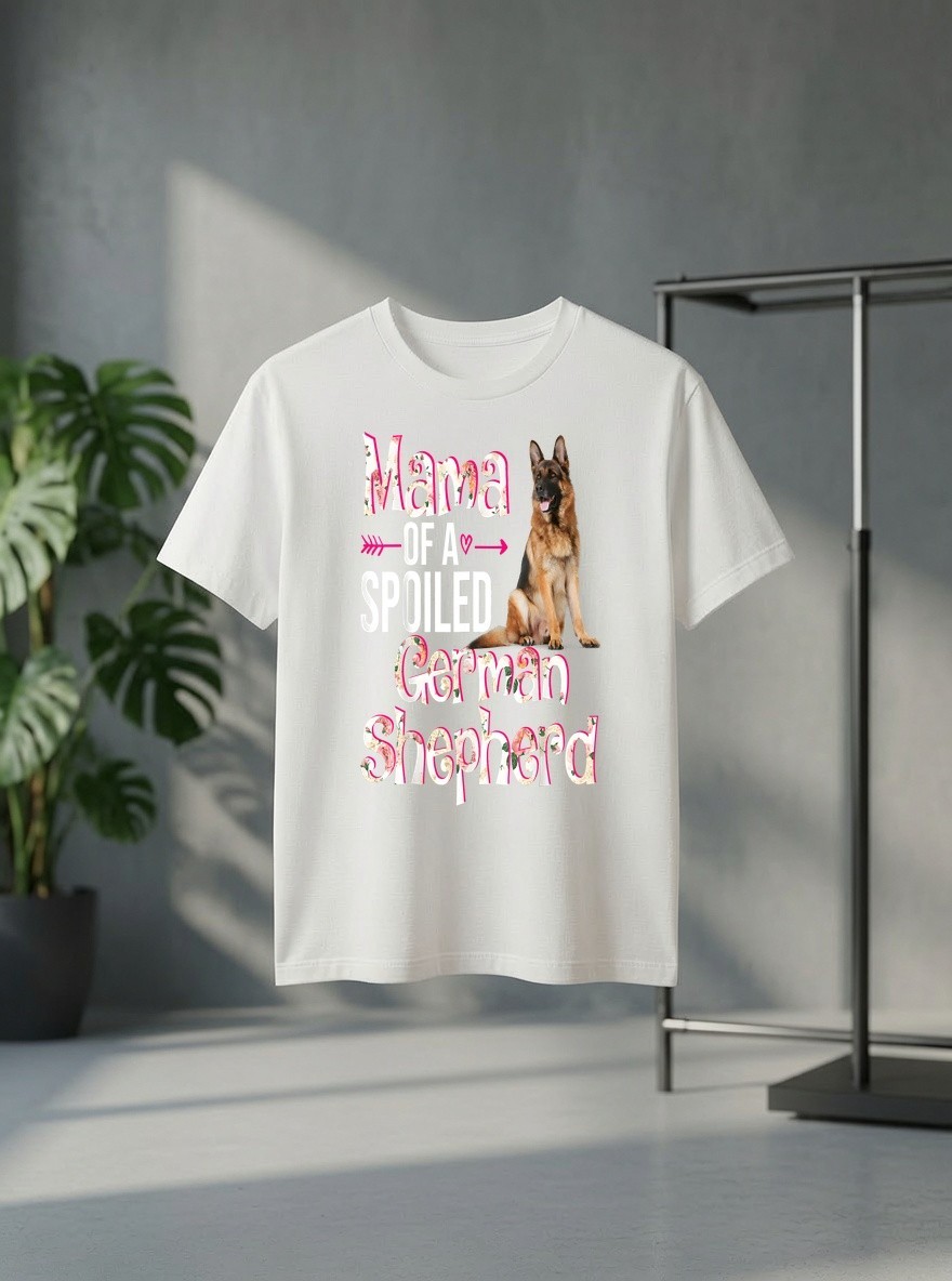 Mama of a Spoiled German Shepherd Floral Mothers Day Gift T Shirt