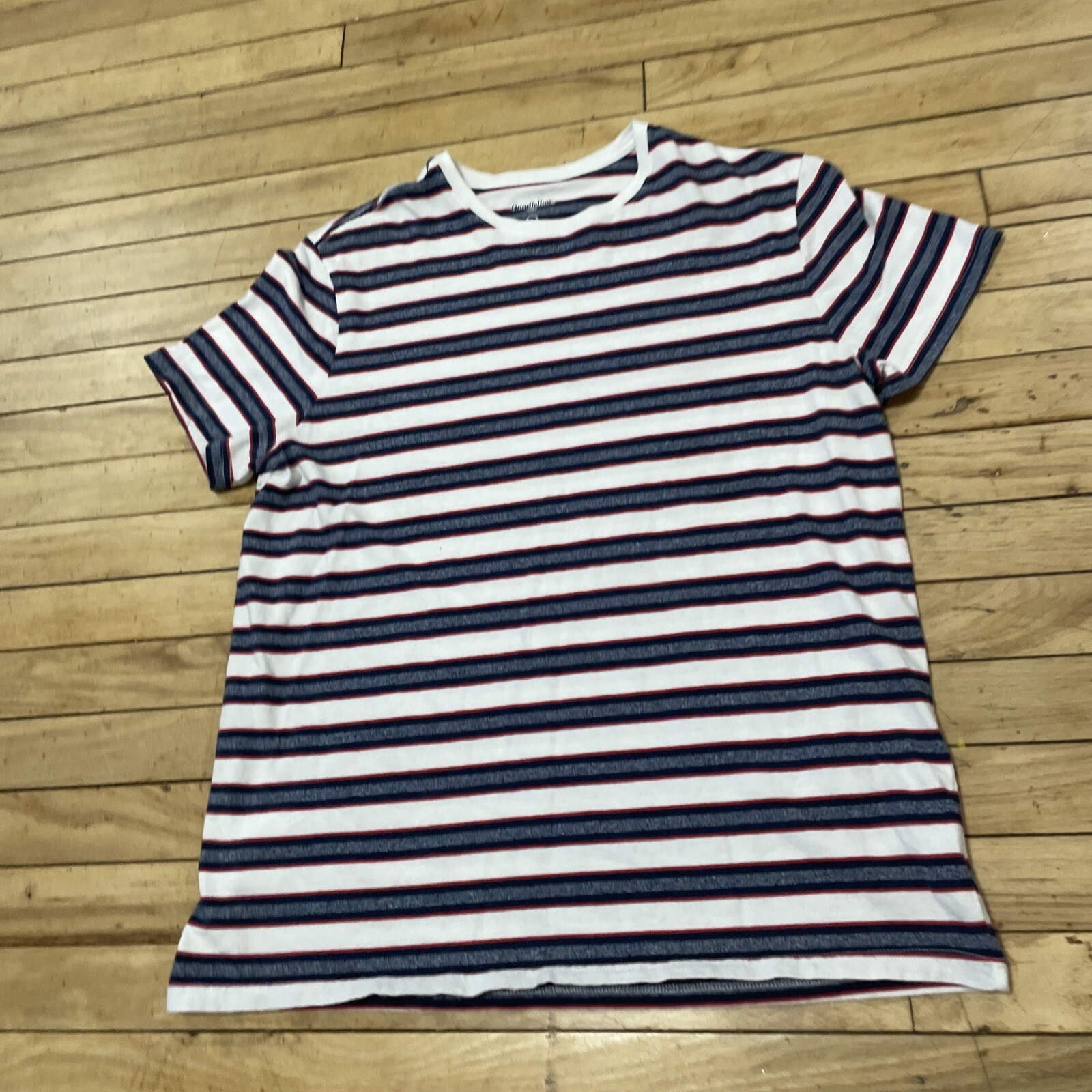 Goodfellow Co T Shirt Mens L White Stripe Hoop Red Blue Preppy Retro Skate Tee L