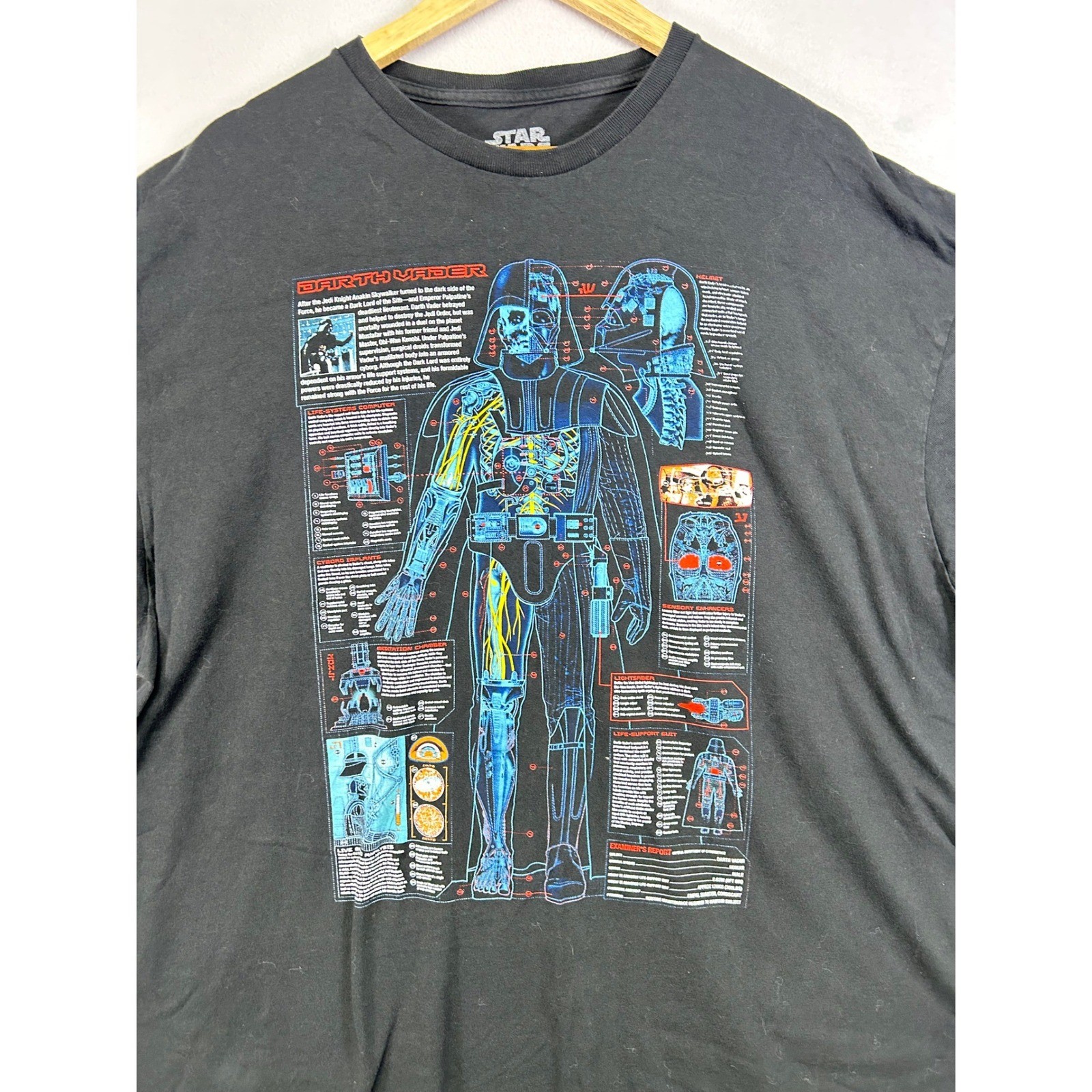 Star Wars Darth Vader Anatomy T Shirt Mens 3XL Black Graphic Tee