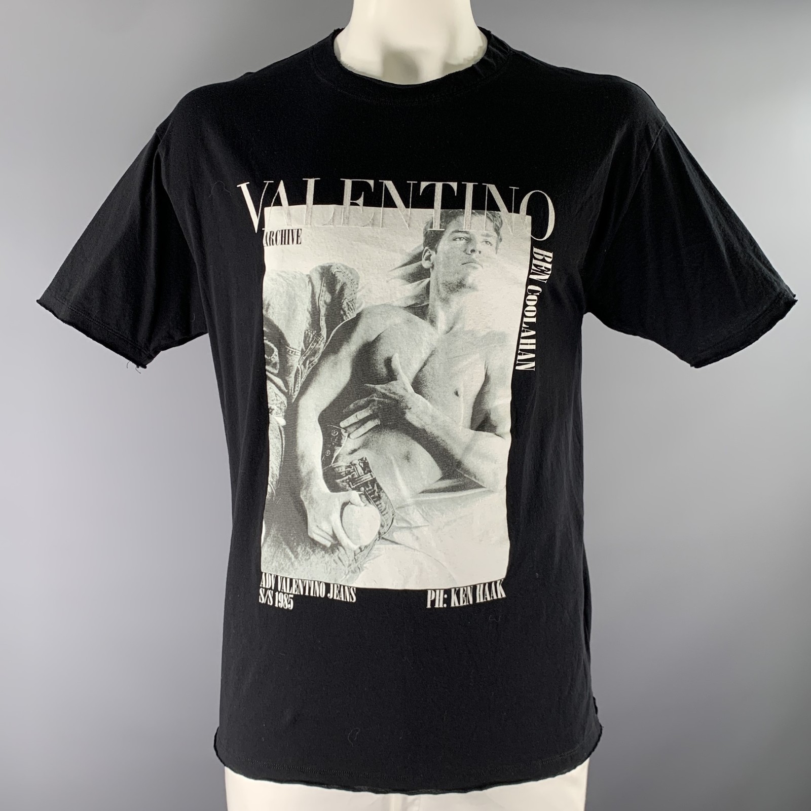 VALENTINO Size L Black Multi Color Graphic Cotton Oversized T shirt