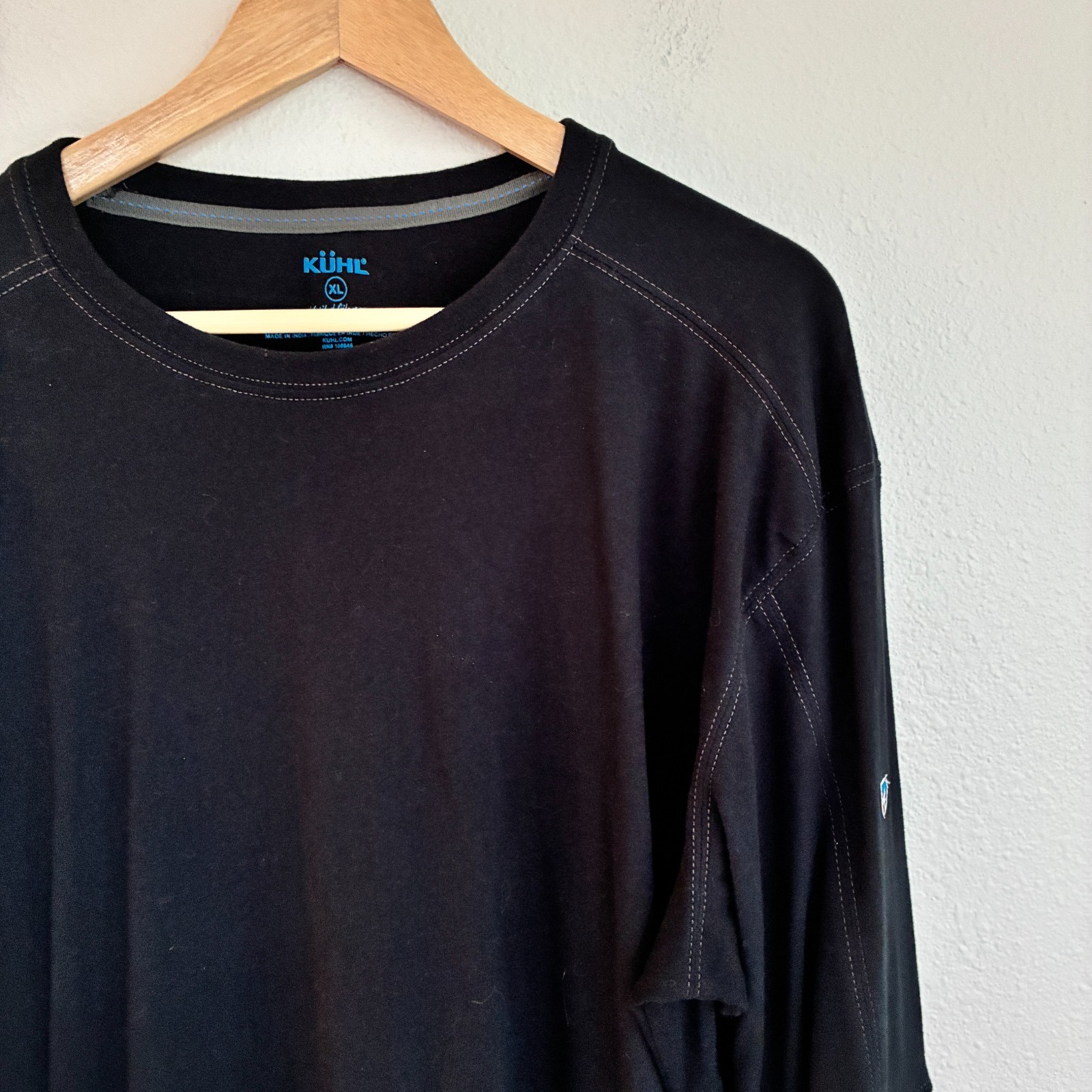 Kuhl Wildfibre Shirt Mens XL Black Long Sleeve Organic Cotton T-Shirt Outdoor