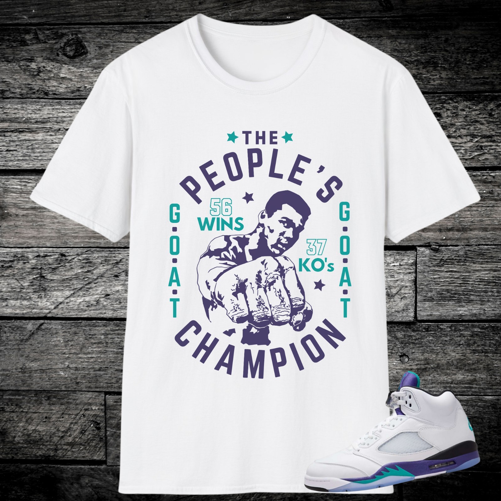 Jordan 5 Grape Sneaker Match Shirt, Ice Grape Emerald Green White Black