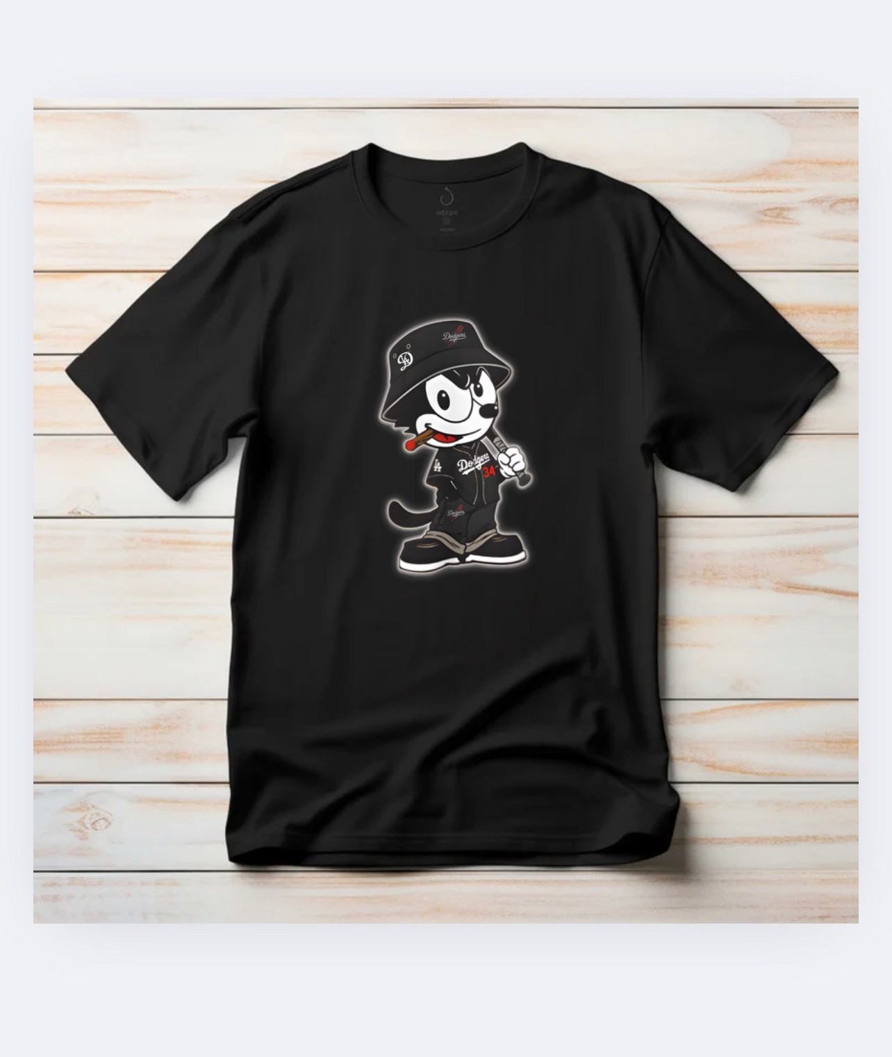 Black Felix the Cat Graphic Cotton Men’s Crew Neck Short Sleeve T-Shirt