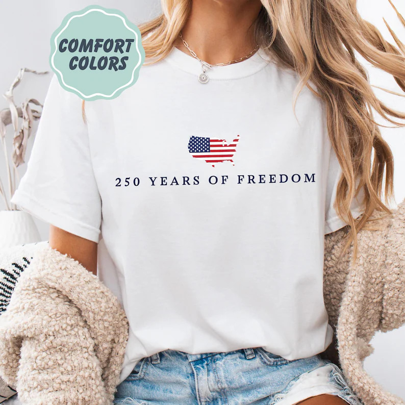 Comfort Colors 250 Years Of Freedom USA Map Flag Shirt