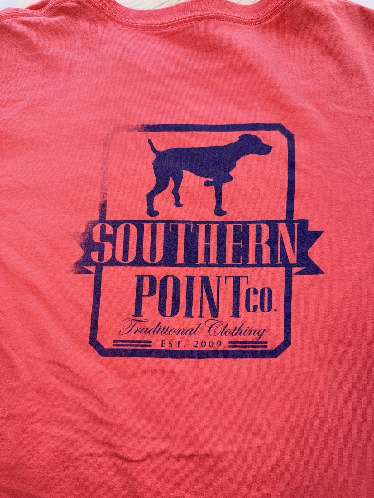 Southern Point Co Men’s L Salmon Logo Pocket Tshirt 100% Cotton Preppy
