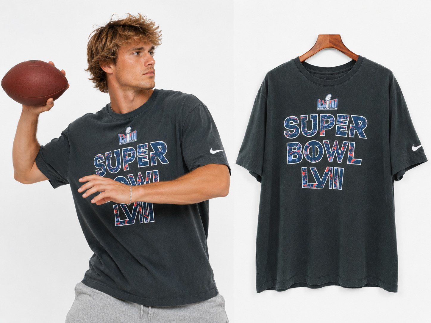 Nike Super Bowl LVII Men’s Large Charcoal Dark Gray Floral Graphic T-Shirt L NFL