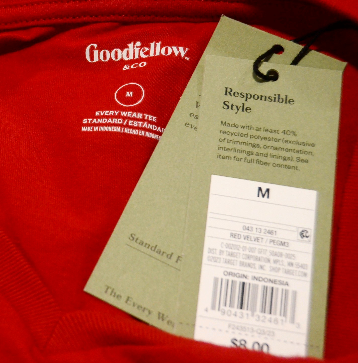 NWT Goodfellow & Co Mens Size M Red V-Neck T-Shirt Short Sleeves Standard Fit