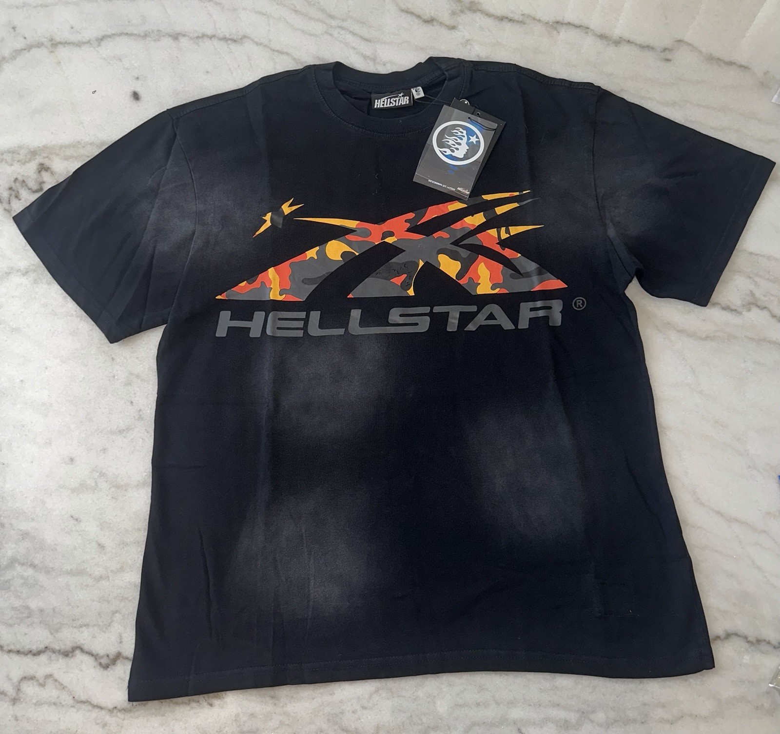 Hellstar Black Logo Graphic Print Crew Neck Short Sleeve T-Shirt Men’s M/L