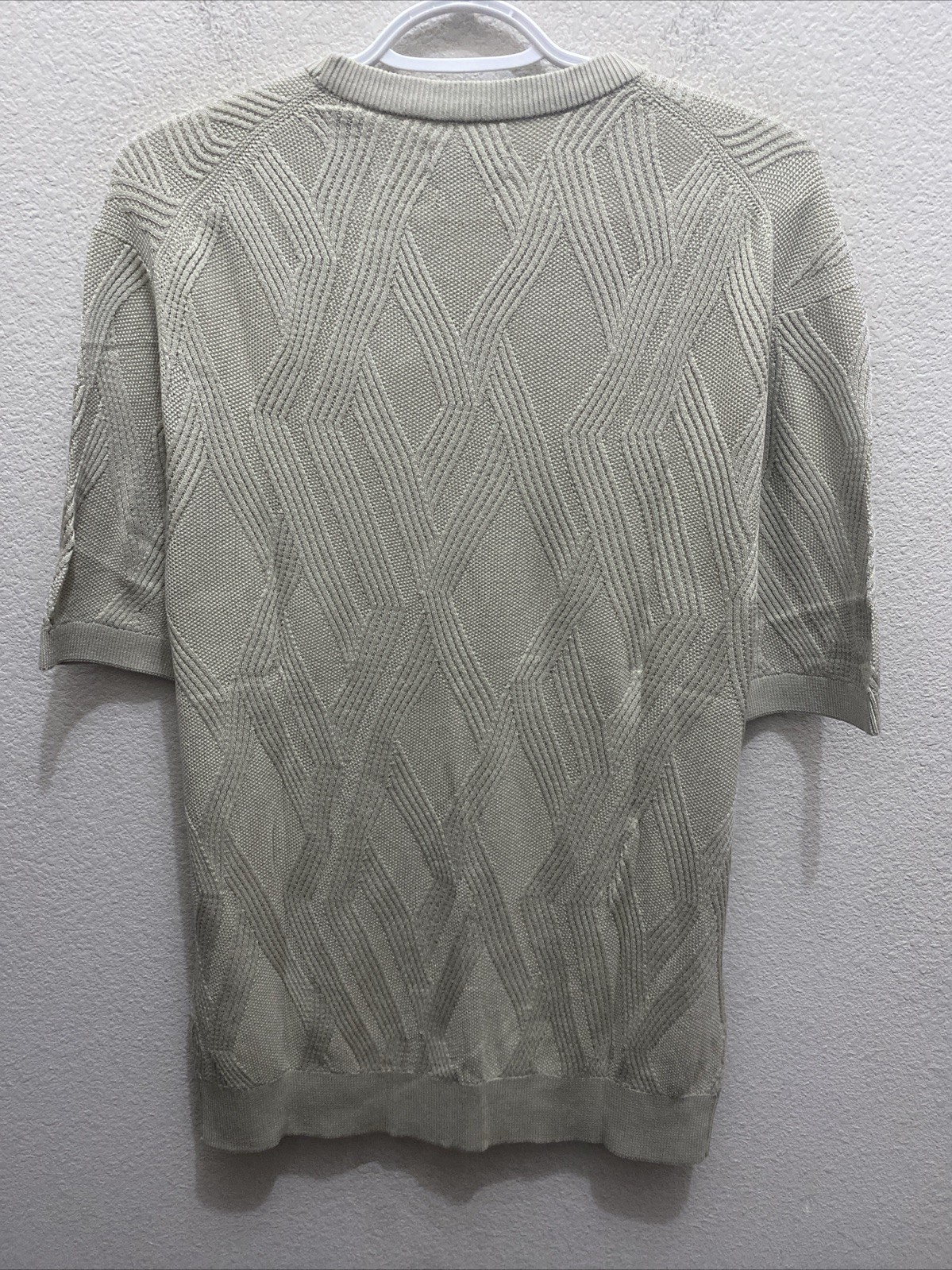 Porter & Ash Men’s Large Gray Beige Modal Blend Textured Knit T-Shirt NWT