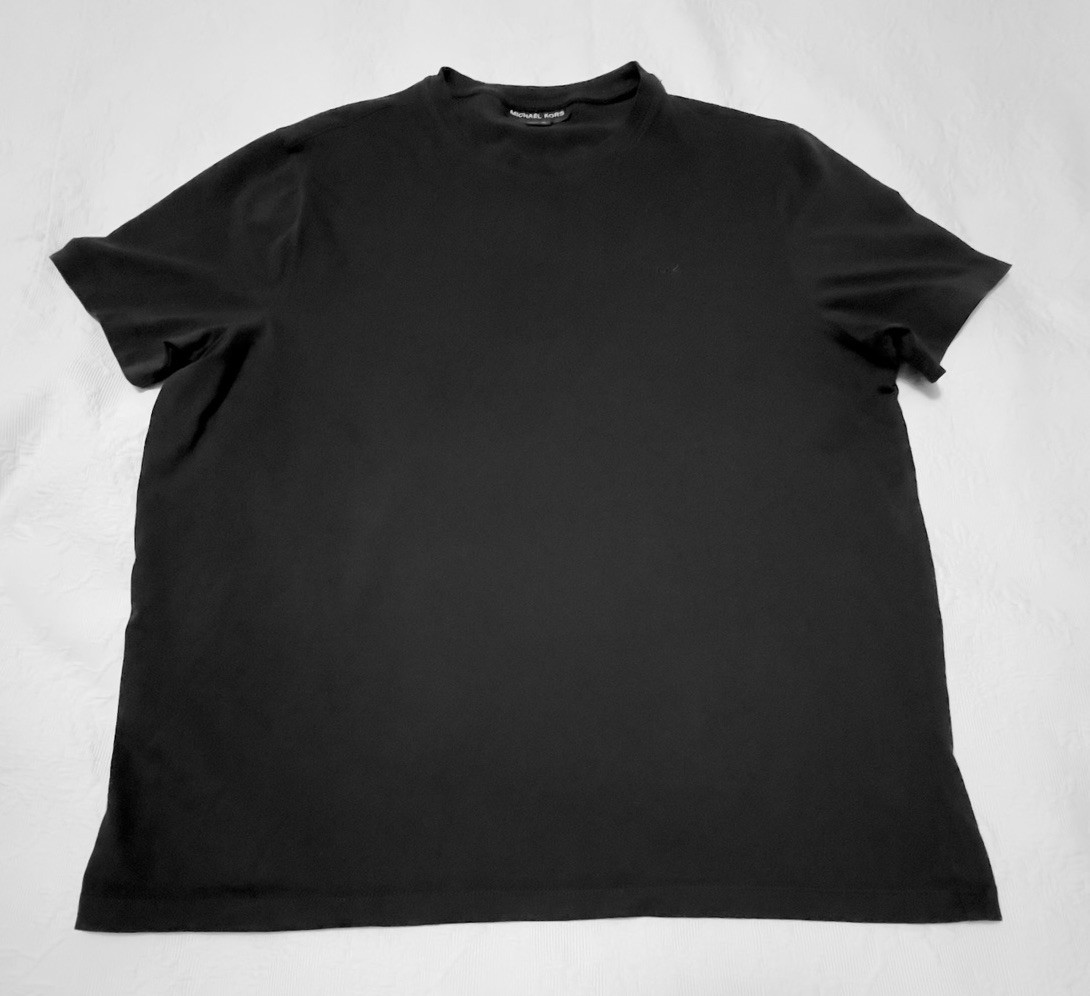 Michael Kors Crew Neck Logo Black 100% Cotton Casual Short Sleeve Sz L