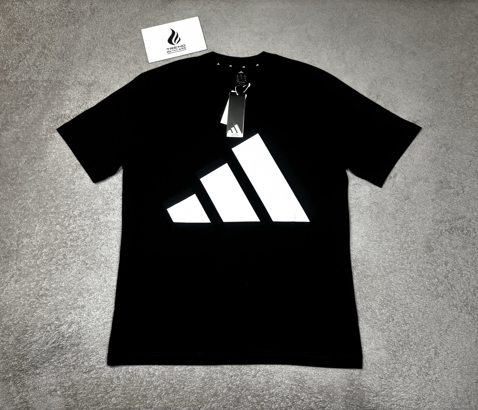 adidas Essentials Big Logo Cotton Tee T-Shirt Black White Mens Size M JE8945 New