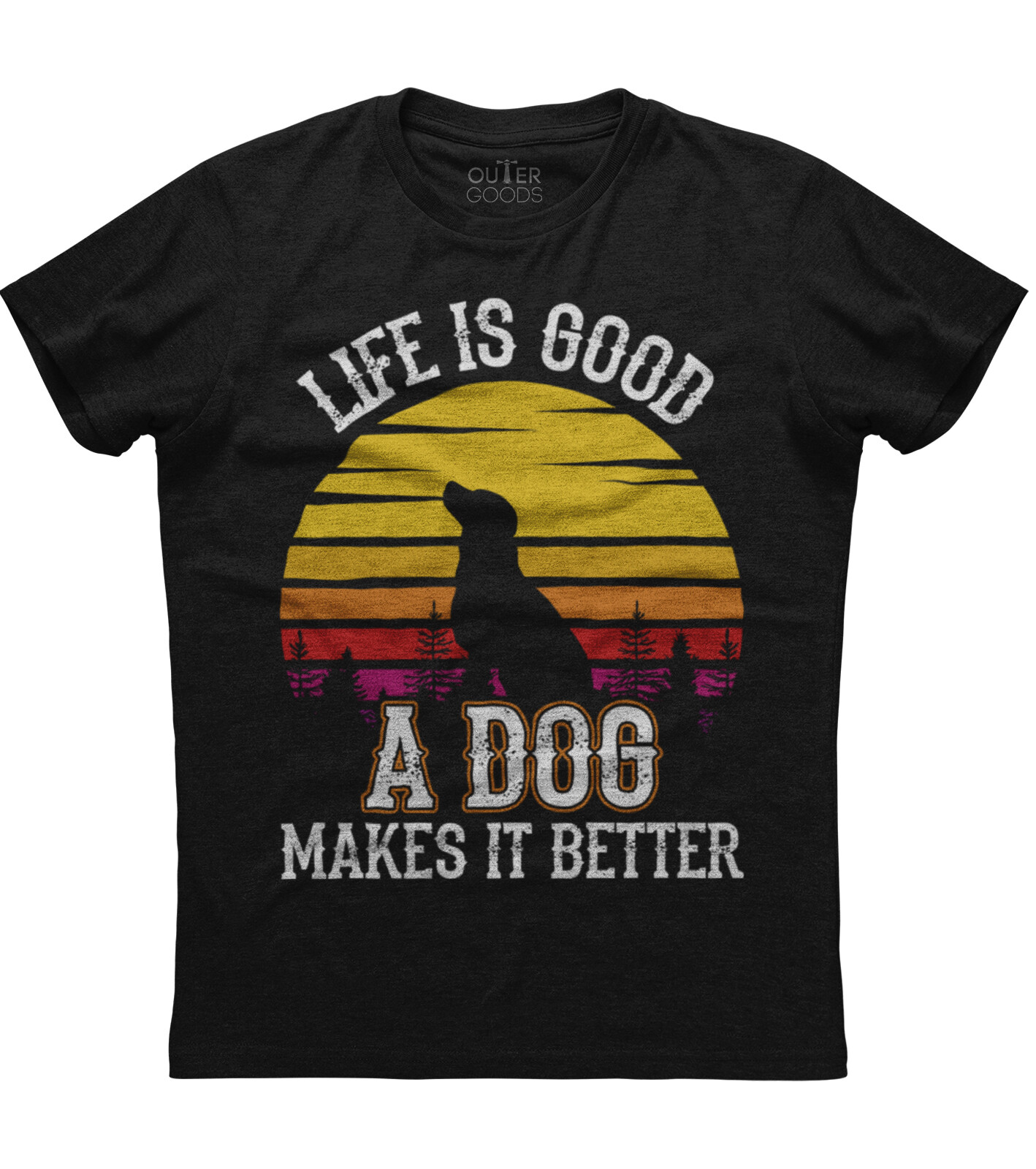 Life Is Good A Dog Makes It Better Classy Unisex Black T-Shirt