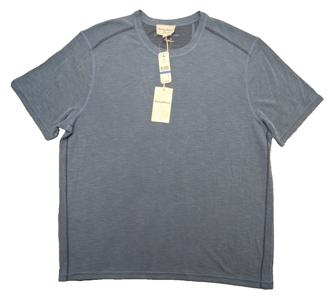 Tommy Bahama T-Shirt Mens XL Blue Flip Sky Tee SS Wicking Reversible $79